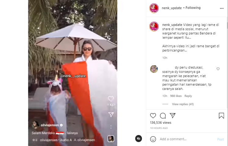 Video Olivia Jensen Jatuhkan Bendera Merah Putih Viral, Netizen: Dia ...