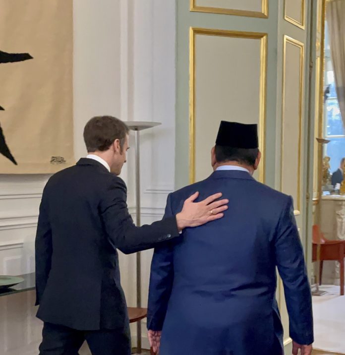 Presiden Prancis Emmanuel Macron menjamu Menhan Prabowo Subianto