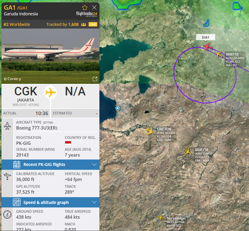 rute berputar pesawat Jokowi