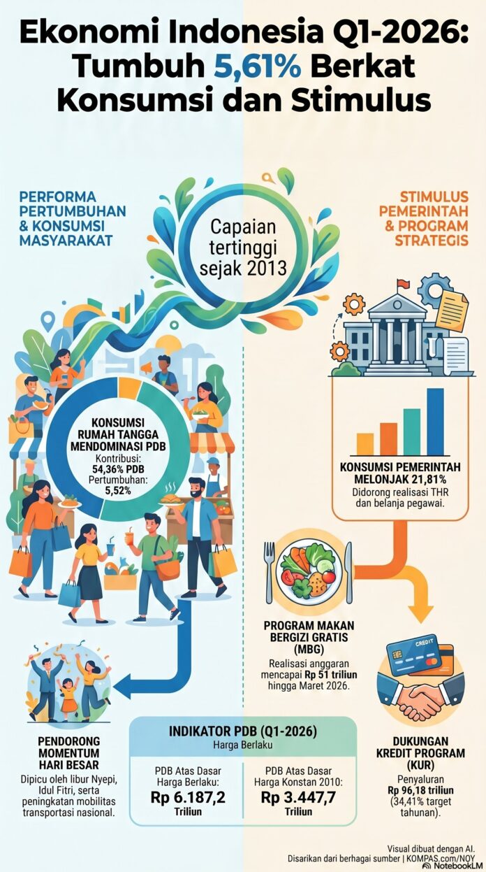 Capaian PDB Kuartal I Tumbuh 5,61 Persen